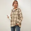 Coats And Jackets Women Loose Warm Casual Plaid Button Up Collar Shirt Outerwear Clothes Korean Fashionable Autumn Winter 210415