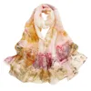 Шарфы мода длинные шарф женщины 2021 цветочные мягкие обручки шаль элегантный шифон пейзаж печать