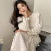Women White Hollow Out Long Ruffles Dress Round Neck Flare Sleeve Loose Fashion Spring Summer 2F0597 210510