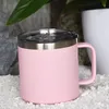 14oz Kaffe Kopp med handtag Rostfritt Stål Pulverlackerat Travel Tumbler Cup Vakuum Isolerad Camping Mugg