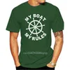 Ny 100% Bomull Kortärmad Blank T-shirts Min båt Mina regler Rolig Kapten Skipper Boating Yacht Gift Tee G1217