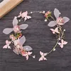 Fairy Style Women Hairband Headpieces Pink Flowers Floral Crown For Wedding Brides Tiara Head Piece Jewelry Ladies Hair Accessories Party Prom Headwear AL8885