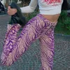 Jocoo Jolee Femmes Printemps Automne Sexy Taille Haute Motif Animal Zipper Street Style Flare Pantalon Patchwork Hit Couleur Pantalon 210619