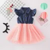 40 # Toddler Kids Baby Girl Denim Dress Ruffles Denim Princess Tulle Casual Dress Outfits Kläder Tjejer Casual Dresses Vestidos Q0716