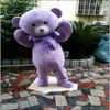 Stage Performance Purple Bear Mascotte Kostuum Halloween Kerst Cartoon Karakter Outfits Pak Reclame Folders Clothings Carnaval Unisex Volwassenen Outfit