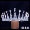 Klipp Barrettes Drop Leverans 2021 Gorgeous Sparkling Big Zircons Bride Hair Jewelry Accessories Crown Fashion Women Pageant Tiara Crowns G