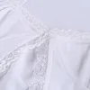 Женщины Сексуальная Одна Кнопка Ruched Camis Splice Белый Лето Камизол Дамы Повседневная Обрезанные Топ Кружева Женщины Camis New Fashion 210422