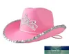 Hat for Women Western Cowgirl Cowboy Caps Crown Pink Girl Feather Edge B lśniące cekiny Tiara Cowgirl Hats Party Fedora Caps FA6975474