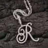 THE BLING KING CZ Carattere artistico personalizzato Collana con pendente a lettera iniziale Iced Out Cubic Zirconia Mens Women Jewelry 210721