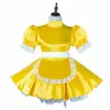 Yellow satin maid lockable Dress Cosplay Costume Tailor-made Y0913