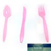 24 pcs / pacote feliz aniversário meninas favores faca de cor sólida faca de bebê rosa forquilhas de plástico colher mesa de mesa de festa de decoração