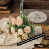 Flores decorativas grinaldas de 30 cm de rosa Artificial Flower Bouquet de seda 10 cabeças falsas para a sala de estar de casamento Decoração de mesa