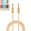 1.5m 5ft 2M 6.6ft Nylon Aluminium Alloy Aux Cable Copper Core Auto Audiokabel 3.5mm Mannelijk naar Male voor Mobiele Telefoon Hoofdtelefoon