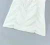 Fashion Francês Doce Branco Chique Ruffles Mini Vestido Mulheres Casual Verão Manga Curta Split Vestidos Female Vestidos 210508