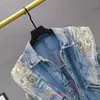 Европейская грузовая тяжелая промышленность вышитая джинсовая куртка женская весна и осень свободные тонкие длинные рукава топ 211008