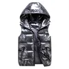 Gilet pour Garçon Enfants À Capuche Chaud Survêtement Enfants Manteau Brillant Bébé Fille Veste Sans Manches Hiver Vers Le Bas Rembourré Gilet Imperméable 211023