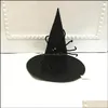 Hats de festa suprimentos festivos home jardim hap halloween festival mascarado tecidos aranha witch cosplay witchhead decora￧￣o 0811 entrega de gota