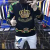 Erkek Hoodies Tişörtü 2021 Kış ve Bahar Ağır Sanayi Işlemeli Taç Giymek Uzun Kollu Tişört Crewneck Destek Gömlek