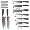 Conjunto de facas de cozinha 1-9 peças Padrão Damasco Afiado Faca Chef Santoku Japonesa Cutelo Fatiar Cortar com Cabo de Resina