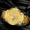 Wwoor Fashion Mens Klockor Top Brand Luxury Gold Full Steel Quartz Watch Men Vattentät Sport Kronografi Relogio Masculino 210407
