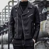 PU Leather Motorcycle Mens Jackets Spring Autumn Lapel Design Joint Thicken Slim Windproof Zipper Jacket Male Clothes Hip Hop 211111