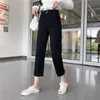 Vintage Solide Noir Blanc Droite Femmes Style Coréen Lâche Taille Haute Slim Cheville Longueur Jeans Pantalon 7284 50 210417