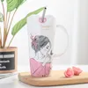 Caneca de café da porcelana de cerâmica da menina bonito 450ml com as mulheres da palha Casa o presente do aniversário dos copos do suco de leite