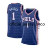 Jame 1 s Harden Jersey 2022 joel 21 embiid Allen 3 Iverson Basketball Jerseys Blue White Red Black Embroidery s S M L XL XXL High quality