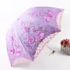 Szlachetna księżniczka haftowana ręczna trzecia składana kobieta parasol przezroczysty koronki UV mini kieszonkowy parasol deszcz