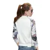 女性のジャケットブランドトップスフラワープリントガールプラスサイズカジュアル野球スウェットボタン薄い爆撃機長袖コートジャケット210419