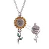 Wholesale golden sunflower cremation necklace, ashes pendant, to commemorate the deceased family or pet-forever in my heart