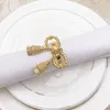 Butterfly Napkins Rings Gold Bow Napkin Holder Rhinestones for Wedding Christmas Family Gathering Party Supplies Table Decoration
