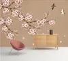 Tapety Papel De Parede Ręcznie Malowane Kwiaty brzoskwiniowe I Ptaki 3D Tapety ścienne, Salon TV Wall Sypialnia Papiery Home Decor