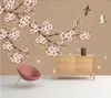 Tapeten Papel De Parede Handgemalte Pfirsichblumen und Vögel 3D-Tapetenwandbild, Wohnzimmer, Fernseher, Wand, Schlafzimmer, Papiere, Heimdekoration