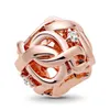 Plata 925 El nuevo colgante con clip en pavé de madre de amor de margarita infinito tejido hueco de oro rosa es adecuado para pulsera Pandora joyería de mujer