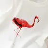 Filles Vêtements Ensembles D'été Dessin Animé Flamingo Pur Coton T-Shirt + Maille Dentelle Jupe 2 Pcs Costume Pour Fille Enfants Enfants Vêtements X0902