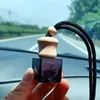 NEW8ml Black Square Car Perfume Bottles Empty Glass Bottle with Wood Screw Cap and Hang Rope for Decorations Air RRD11875