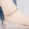 Classic Coin Bell Pendant Titanium Steel Guld Anklet för Kvinnor Mode Koreanska Butterfly Ankel Smycken Tjejer Sexig Baddräkt Party Present