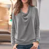 Design Fashion Gray Shirt Plus Size Blouse Casual Spring Winter Ladies Irregular Tops Female Women Long Sleeve Shirt Blusas Pull