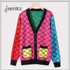 Maglione da donna Chic Cardigan patchwork Monopetto Capispalla manica lunga Top Famale Fashion Cappotti casual