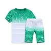 Letnie Szorty + Trójniki Koszulka Koszulka Koreańska Wersja Sportowa Garnitur Ubrania Mężczyzna Casual Set Gradient Kolor Dresy