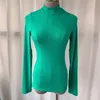 Green Tight Sexy Ops URTleneck rendering womens ee shirt autunno camicie casual signore nera camicia a maniche lunghe nero 210423