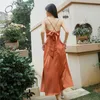 Yaz Zarif Kadınlar Uzun Parti Backless Kolsuz Yay Seksi Saten İpek Parlak Tatil Plaj Maxi Elbise 210415