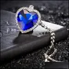 Pingente colares de pingentes jóias românticas o coração do oceano colar para mulheres azul vermelho forma de cristal com amantes gemstone titanic gota