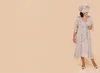 Robes mère de la mariée grande taille avec veste longue en dentelle, longueur aux genoux, manches longues, Ann Balon, 2021