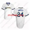 Ken Griffey Jr Jersey 1995 1997 Vintage Baseball Hall Of Fame Home Away Green White Cream Pullover Button mens women youth