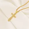 Collana da uomo con croce e ciondolo a forma di croce in oro giallo 18 carati con catena GF, collana con gemme di cristallo