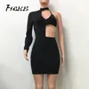 Fanieces o neck sheath klänning för kvinnor sommar sexig nattklubb mini bodycon klänningar svart röd en-axel vestidos mujer 210520