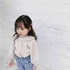 Baby girls casual cute turn-down collar blouses kids puff sleeve clothes Tops 210708