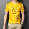 Topkwaliteit Mercerized Katoen Zomer Merk Tops O Hals Print T-shirt Mannen Korte Mouw Casual Mode Mens Kleding 210721